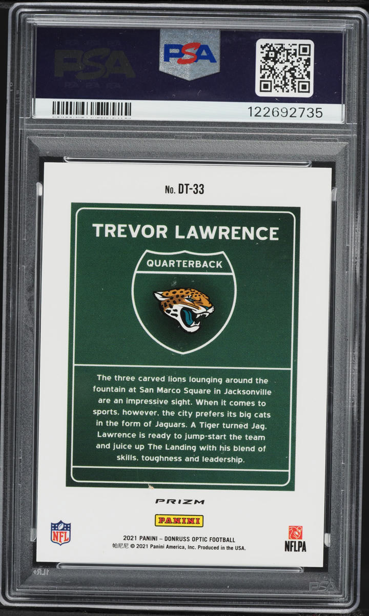 2021 Donruss Optic Downtown Trevor Lawrence ROOKIE #DT-33 PSA 10 GEM MINT