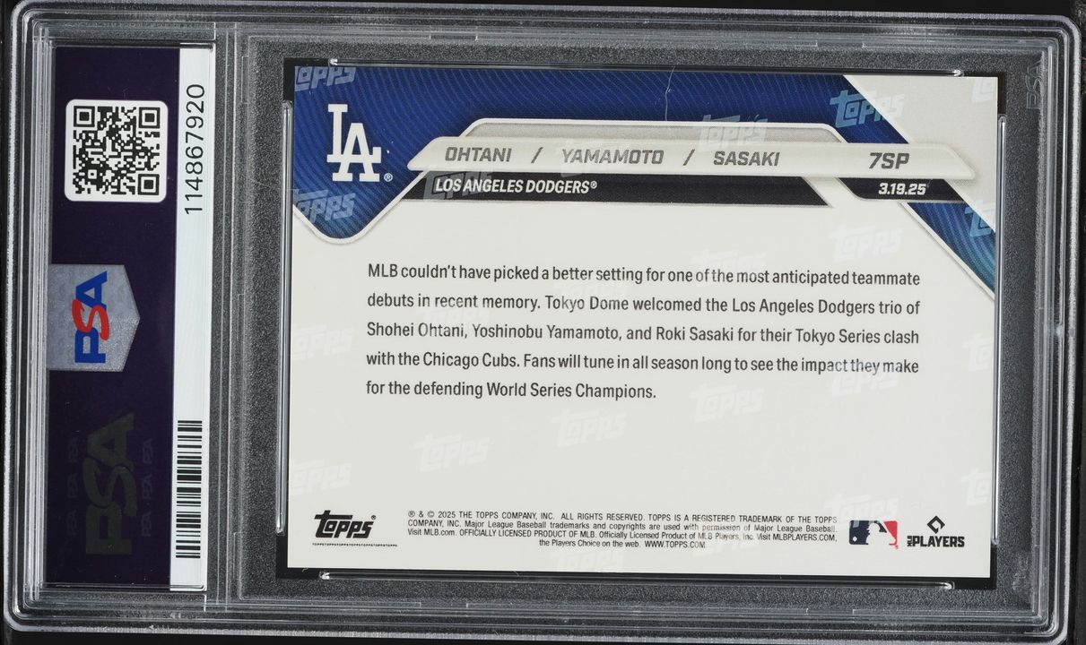 2025 Topps Now Shohei Ohtani Yoshinobu Yamamoto Roki Sasaki #7SP PSA 10 GEM MINT