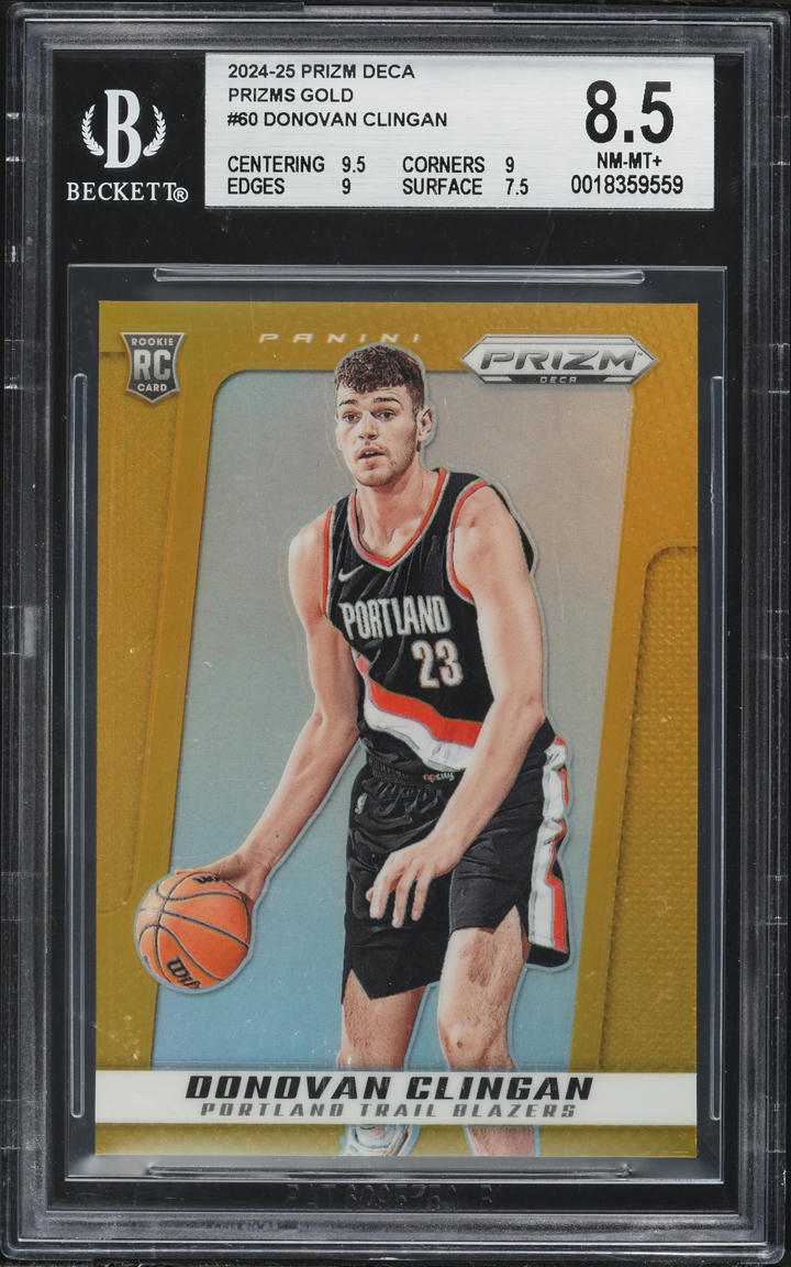 2024 Prizm Deca Gold Donovan Clingan ROOKIE /10 #60 BGS 8.5 NM-MT+