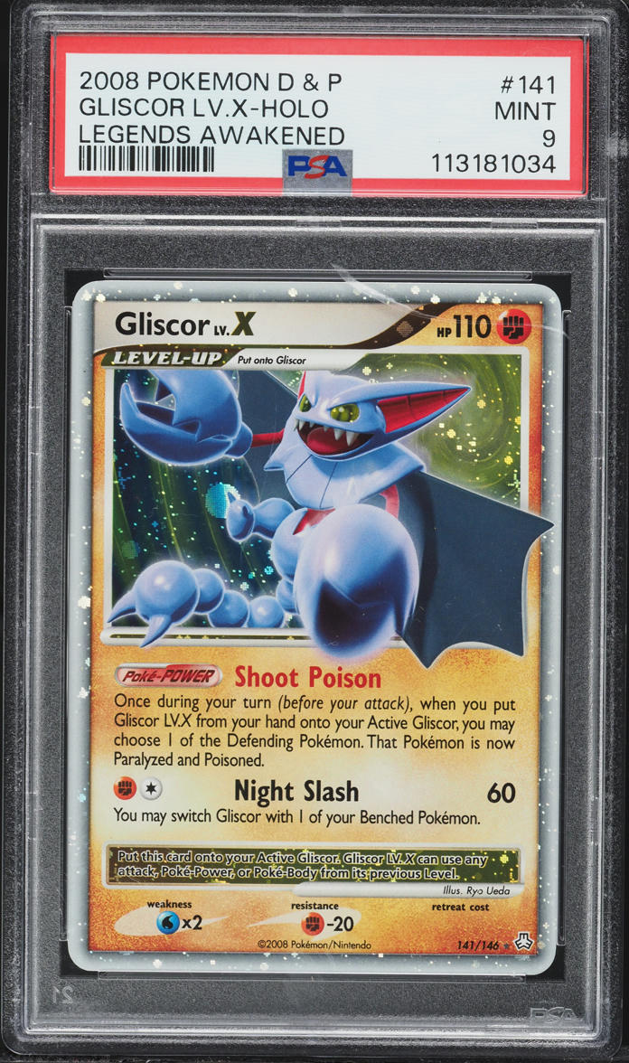 2008 Pokemon Diamond & Pearl Legends Awakened Holo Gliscor Lv.X #141 PSA 9 MINT