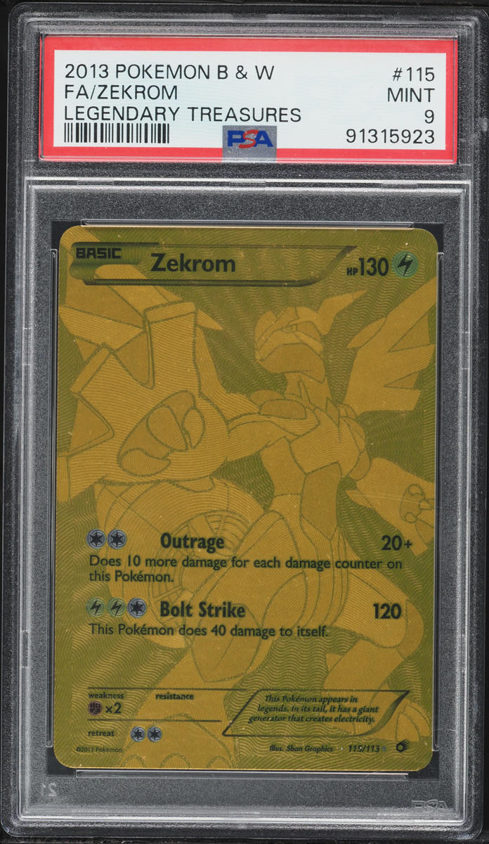 2013 Pokemon Black & White Legendary Treasures Gold Rare Zekrom #115 PSA 9 MINT