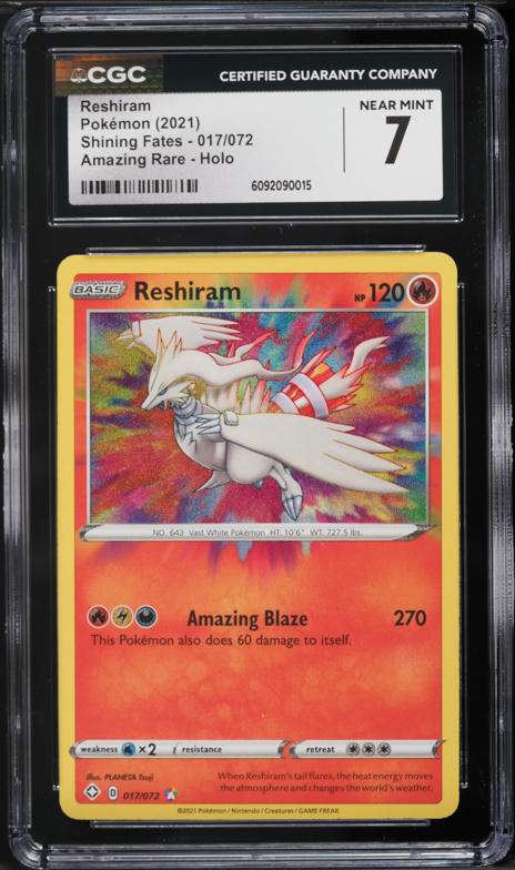 2021 Pokemon Sword & Shield Shining Fates Amazing Rare Reshiram #17 CGC 7 NRMT
