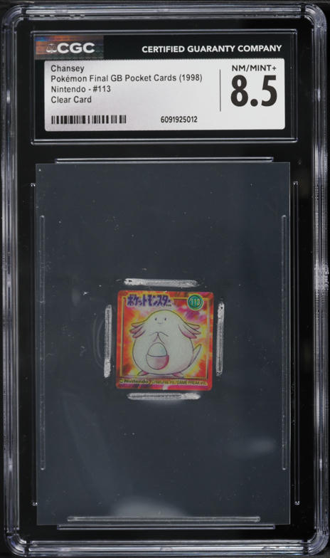 1998 Pokemon Japanese Final GB Pocket Nintendo Clear Cards Chansey #113 CGC 8.5 NM-MT+