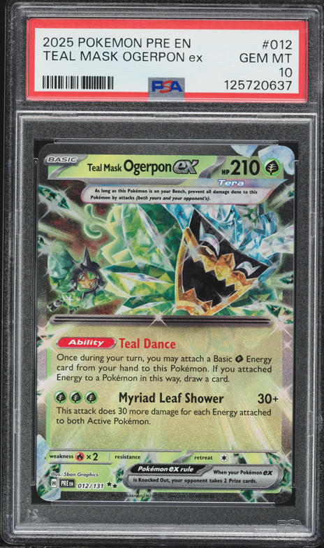 2025 Pokemon Scarlet & Violet Prismatic Evolutions Holo Teal Mask Ogerpon ex #12 PSA 10 GEM
