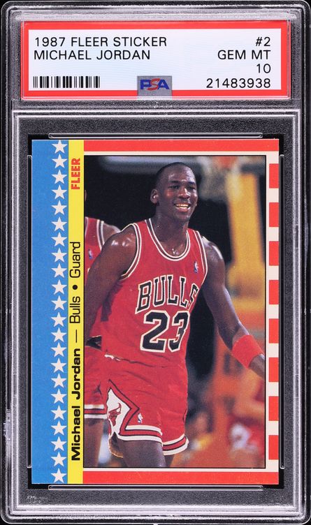 1987 Fleer Sticker Michael Jordan #2 PSA 10 GEM MINT