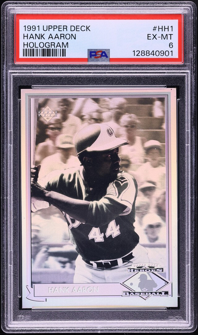 hank aaron holographic baseball card 1991 Upper Deck Braves Holofoil #HH1 : Collectibles & Fine Art 1991 Original PSA 7 Hank