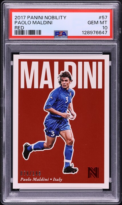 2017 Panini Nobility Red Paolo Maldini /199 #57 PSA 10 GEM MINT on