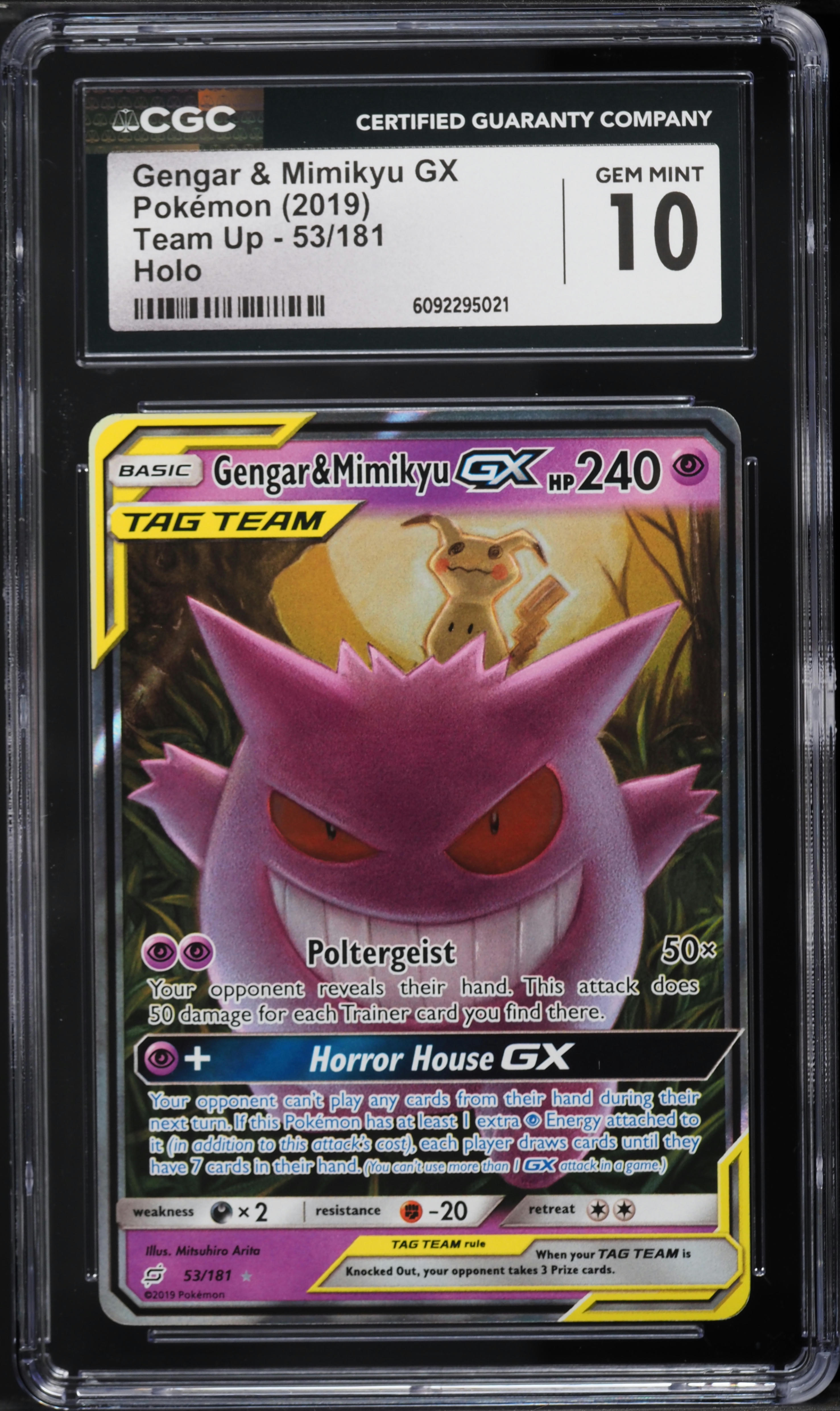 2019 Pokemon Sun & Moon Team Up Holo Gengar & Mimikyu GX #53 CGC