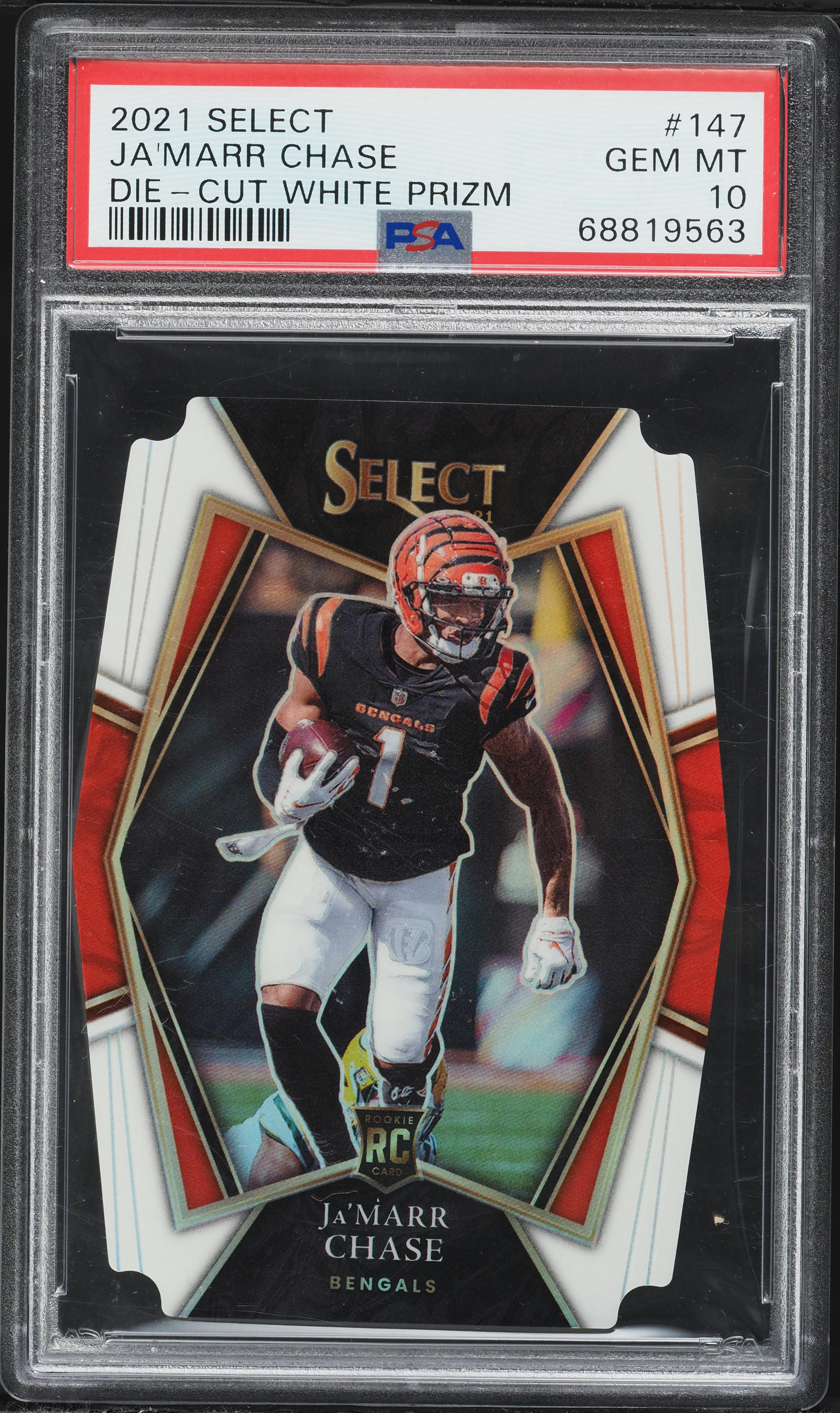 2021 Select Premier Level Die-Cut White Prizm Ja'Marr Chase ROOKIE