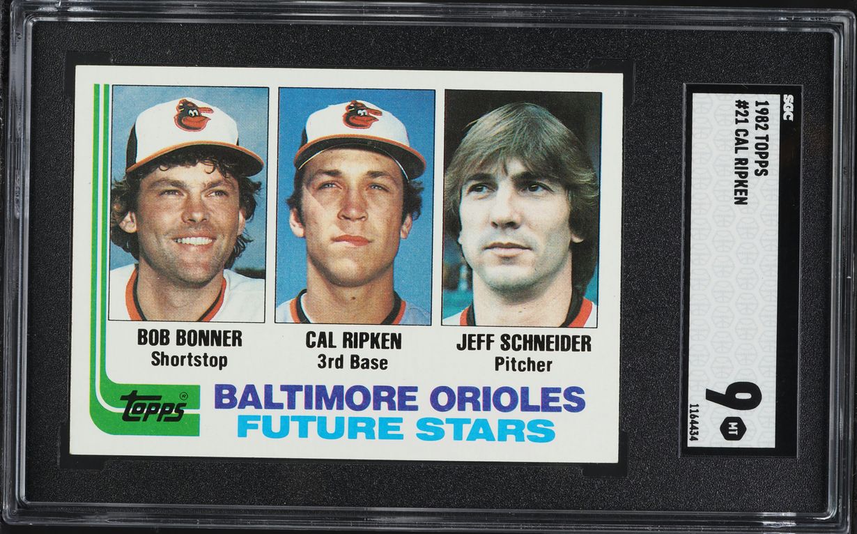1982 Topps Cal Ripken Jr Bob Bonner Jeff Schneider ROOKIE #21 SGC 9 MINT
