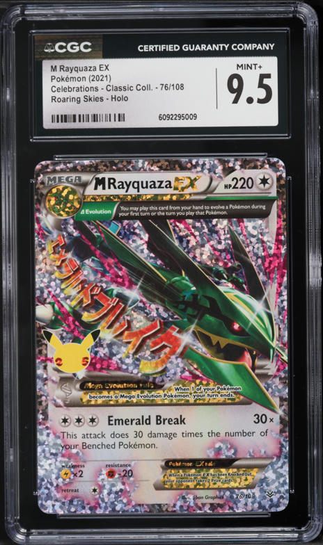 2021 Pokemon SWSH Celebrations Classic Roaring Skies Holo M Rayquaza EX #76 CGC 9.5 MINT+ on Fanatics Collect 2021 Pokemon SWSH Celebrations Classic Roaring Skies Holo M Rayquaza EX #76 CGC 9.5 MINT+ on Fanatics Collect
