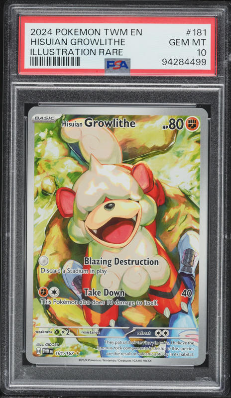 2024 Pokemon SV Twilight Masquerade Illustration Rare Hisuian Growlithe #181 PSA 10 GEM MINT