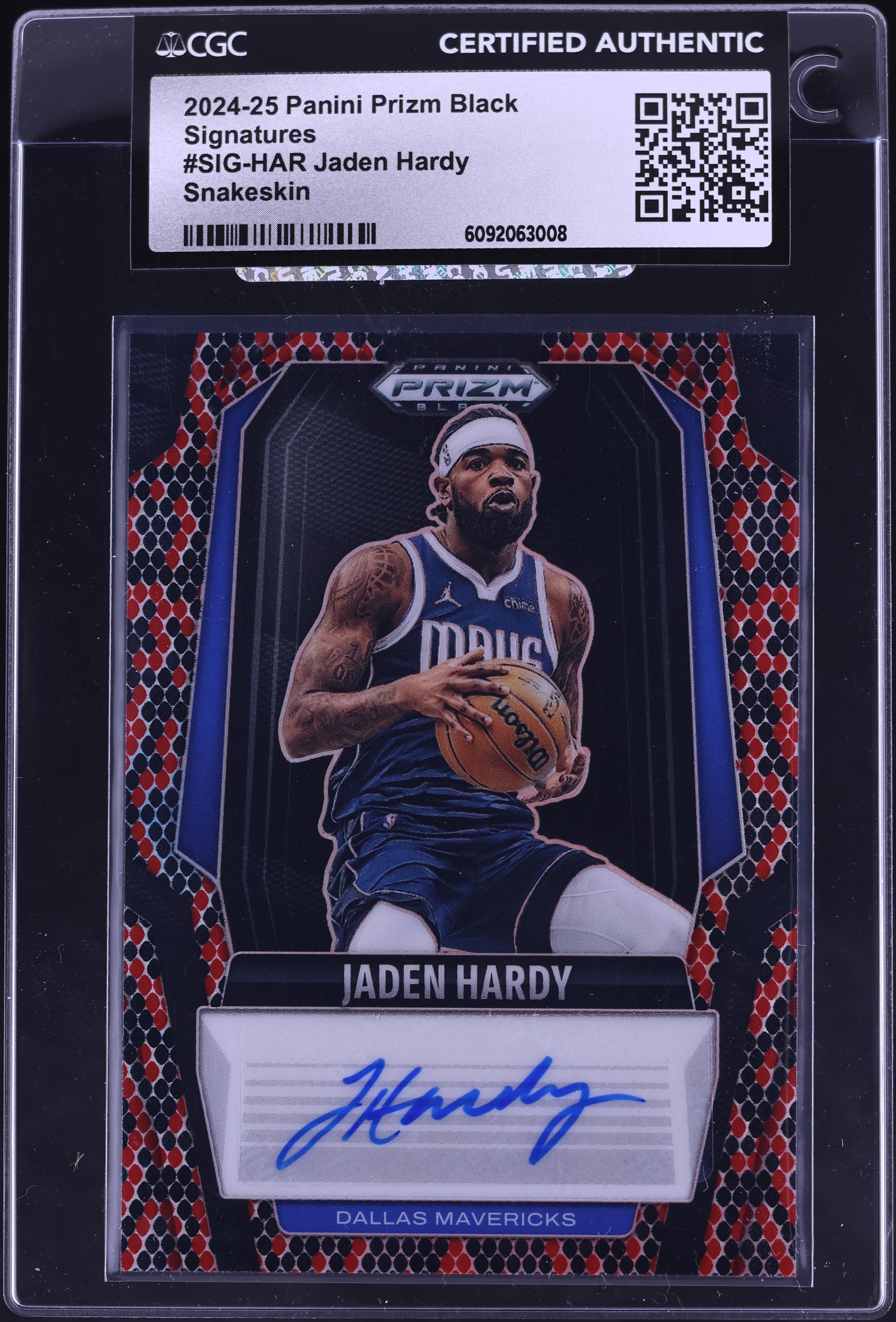 2024 Panini Prizm Black Snakeskin Jaden Hardy AUTO 15/15 #SIG-HAR