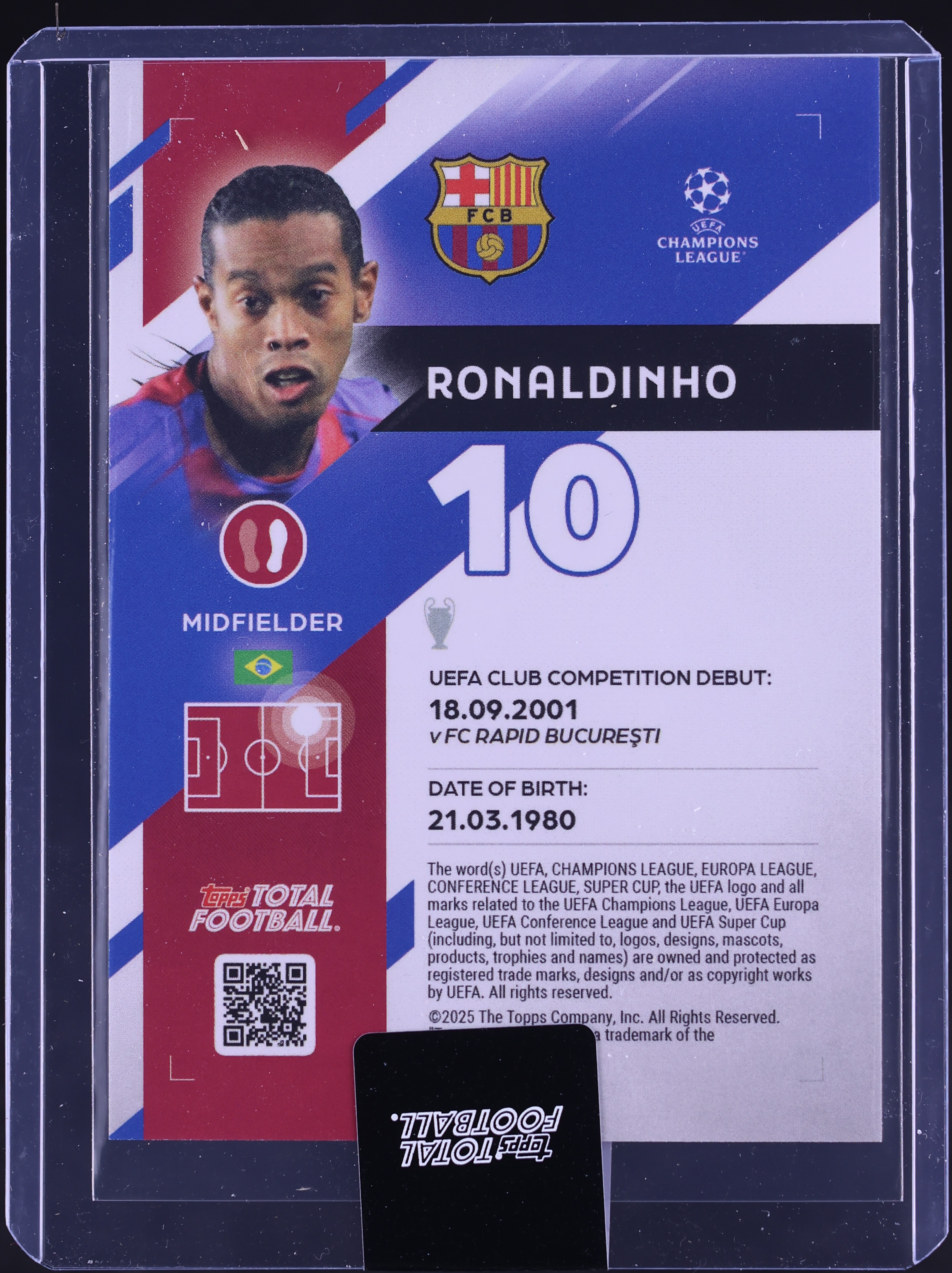 2025 Topps Total Football Vibrant Velocity Ronaldinho /99 #588 on