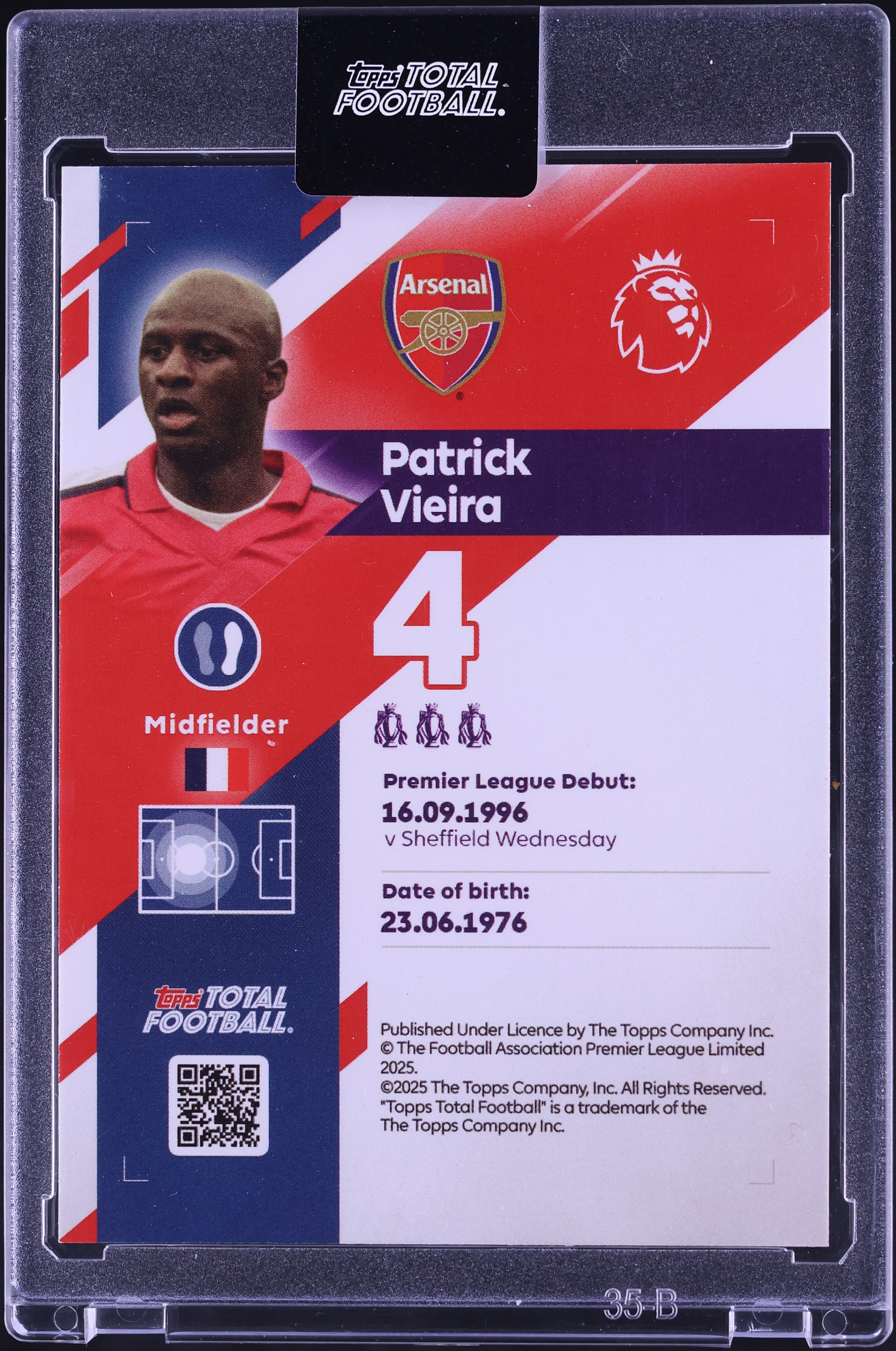 2025 Topps Total Football Purple Patrick Vieira 1/25 #357 on