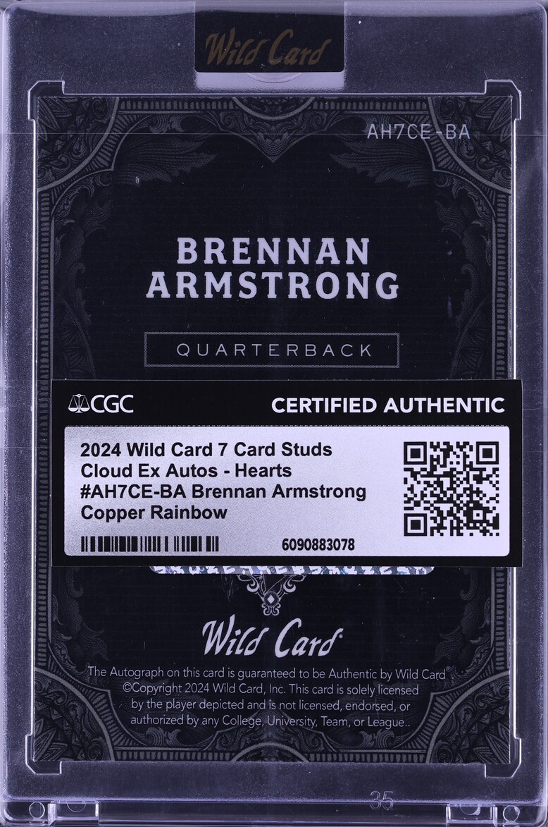 2024 Wild Card 7 Studs Cloud Ex Hearts Copper Rainbow Brennan Armstrong RC AUTO 7/7 CGC AUTH