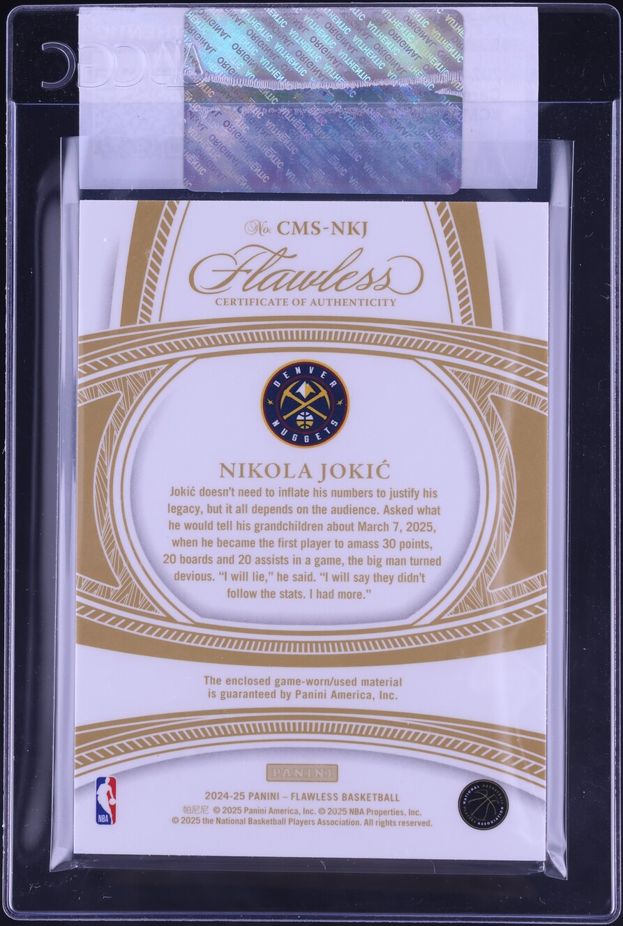 2024 Panini Flawless Nikola Jokic GAME-USED LOGOMAN PATCH 2/2 #CMS-NKJ CGC AUTH
