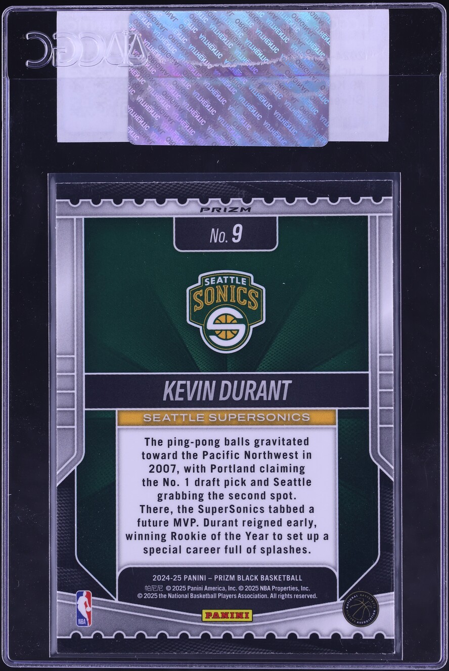 2024 Panini Prizm Black Luck Of The Lottery Silver Kevin Durant #9 CGC AUTH