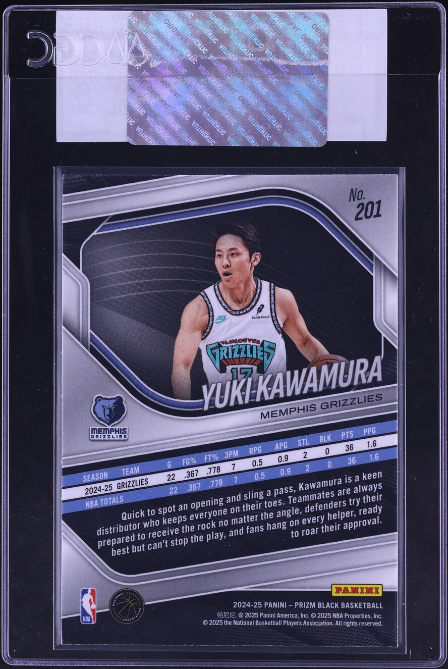 2024 Panini Prizm Black Yuki Kawamura ROOKIE #201 CGC AUTH on