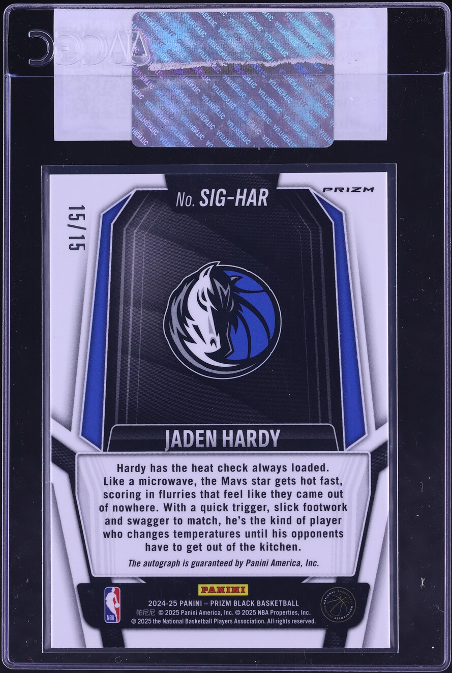 2024 Panini Prizm Black Snakeskin Jaden Hardy AUTO 15/15 #SIG-HAR