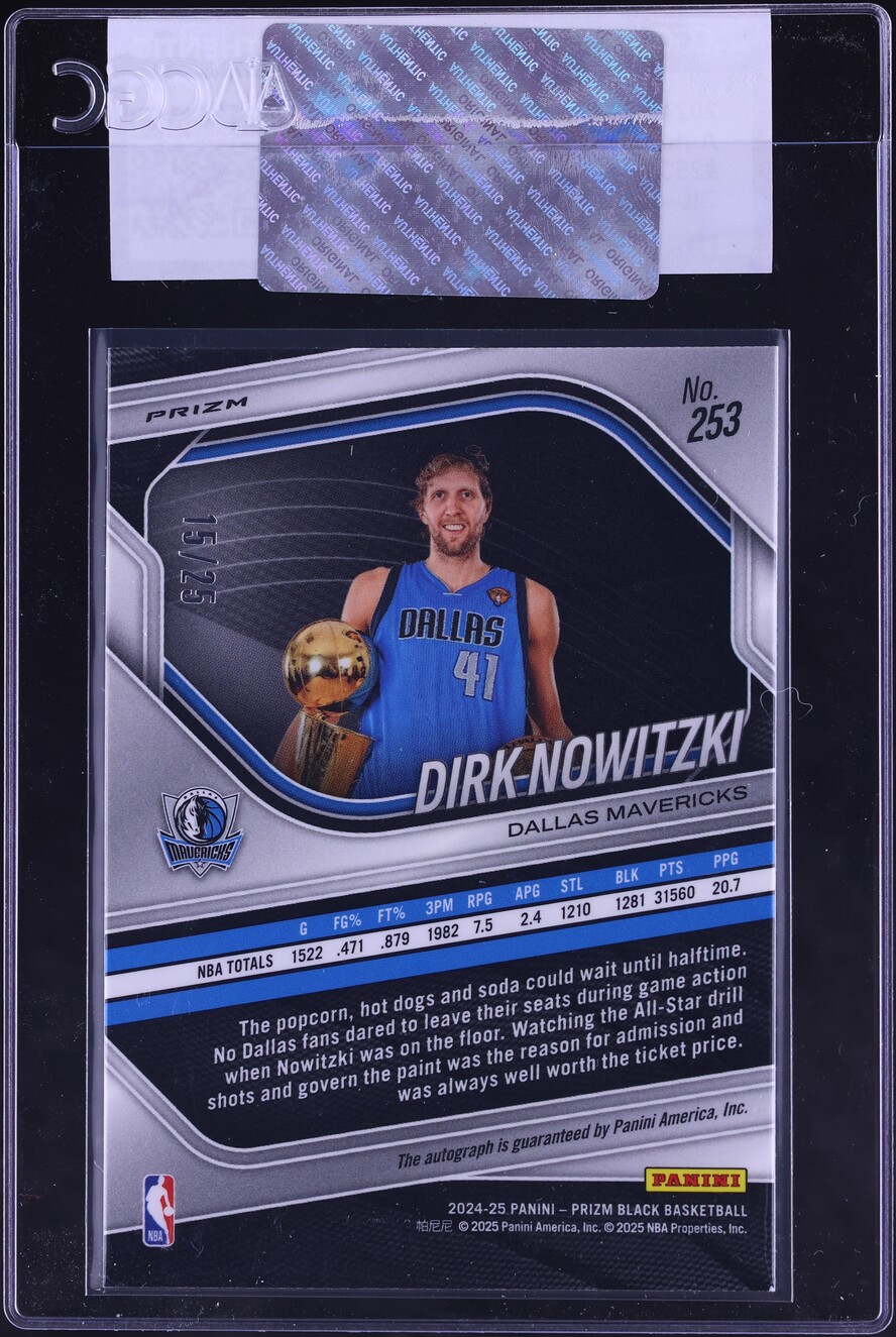 2024 Panini Prizm Black Blue Shimmer FOTL Dirk Nowitzki AUTO /25