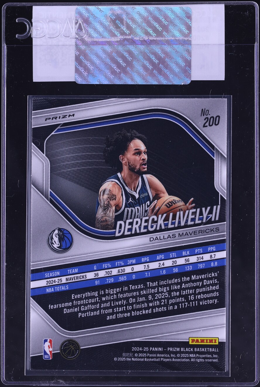 2024 Panini Prizm Black Ruby Wave Dereck Lively II #200 CGC AUTH