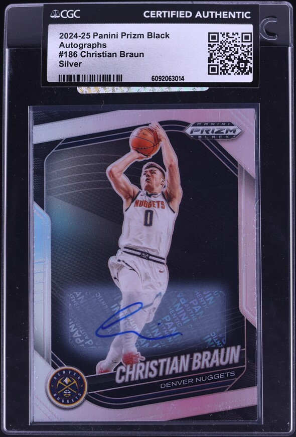 2024 Panini Prizm Black Silver Christian Braun AUTO #186 CGC AUTH