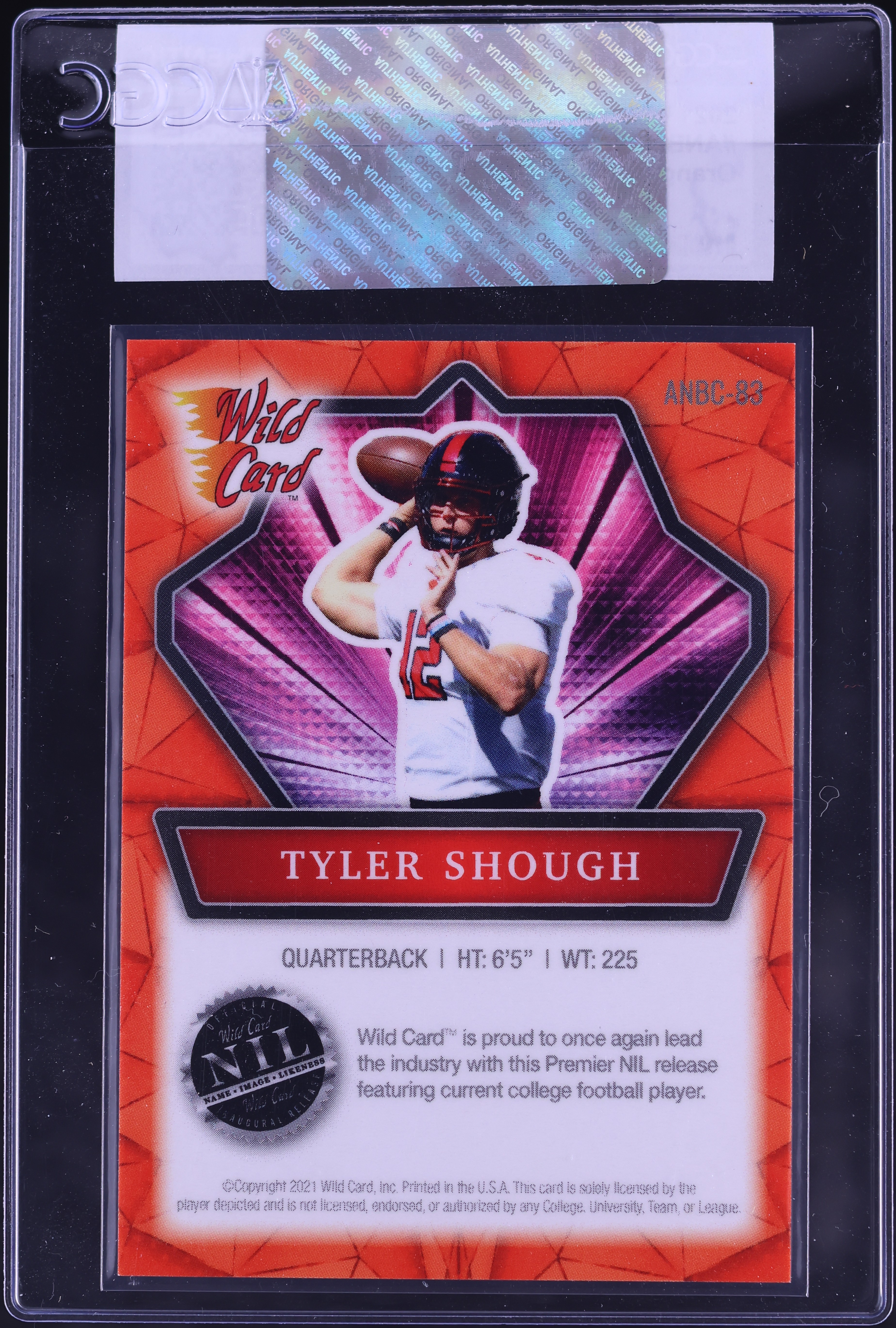2021 Wild Card Alumination NIL Orange Tyler Shough ROOKIE /50
