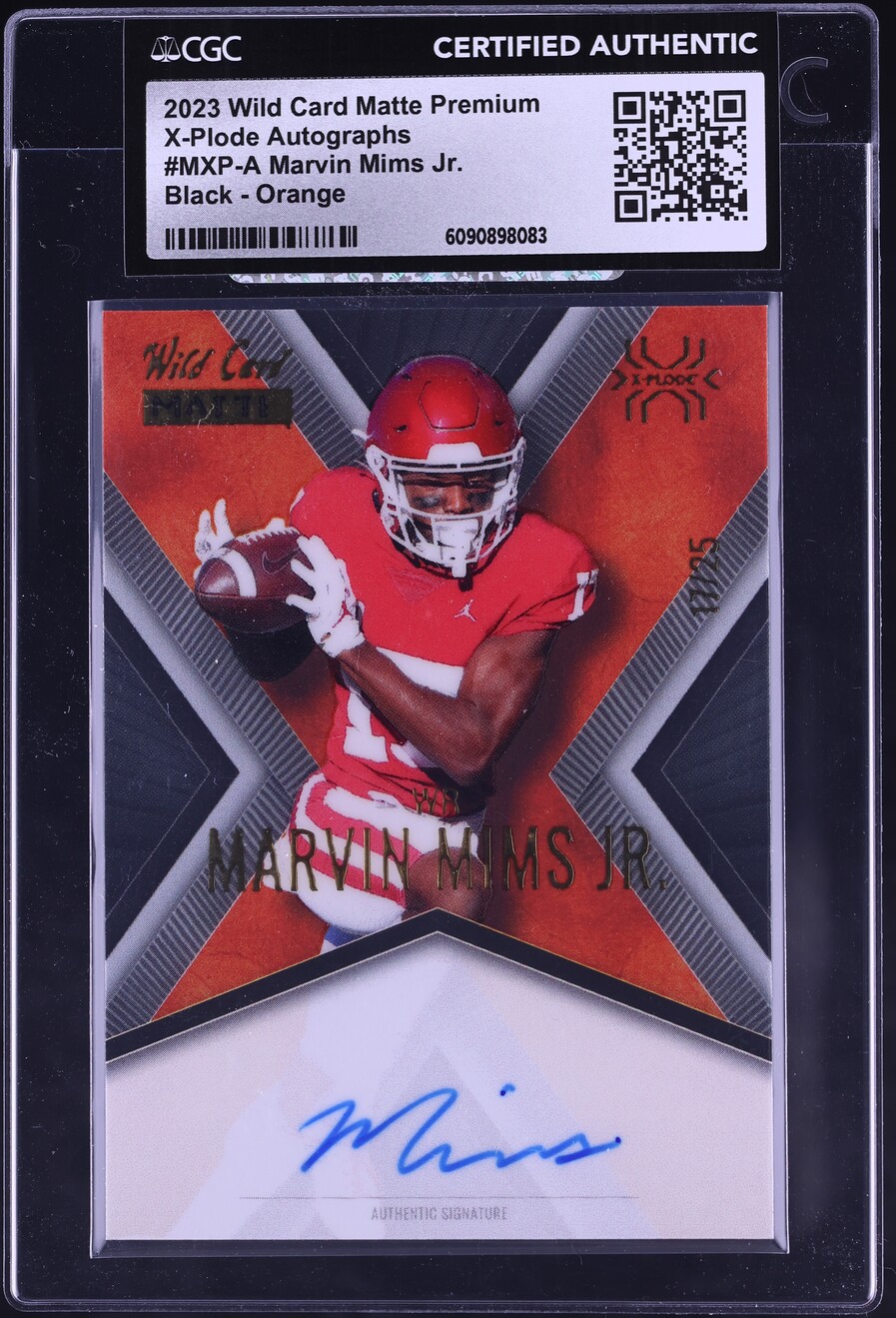 2023 Wild Card Matte Premium X-Plode Black Orange Marvin Mims Jr