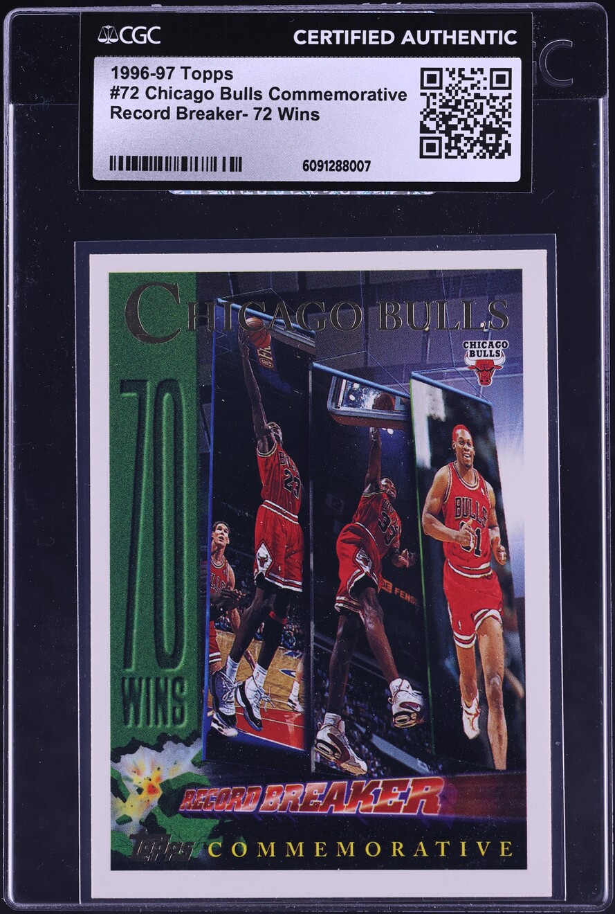 1996 Topps Record Breaker 72 Wins Chicago Bulls Commemorative #72 CGC AUTH