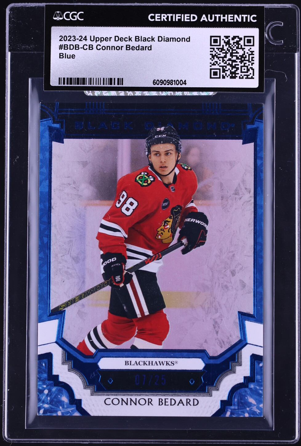 2023 Black Diamond Blue Connor Bedard ROOKIE /25 #BDB-CB CGC AUTH