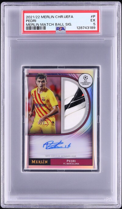 2021 Topps Chrome Merlin UEFA League Match Ball Pedri PATCH AUTO