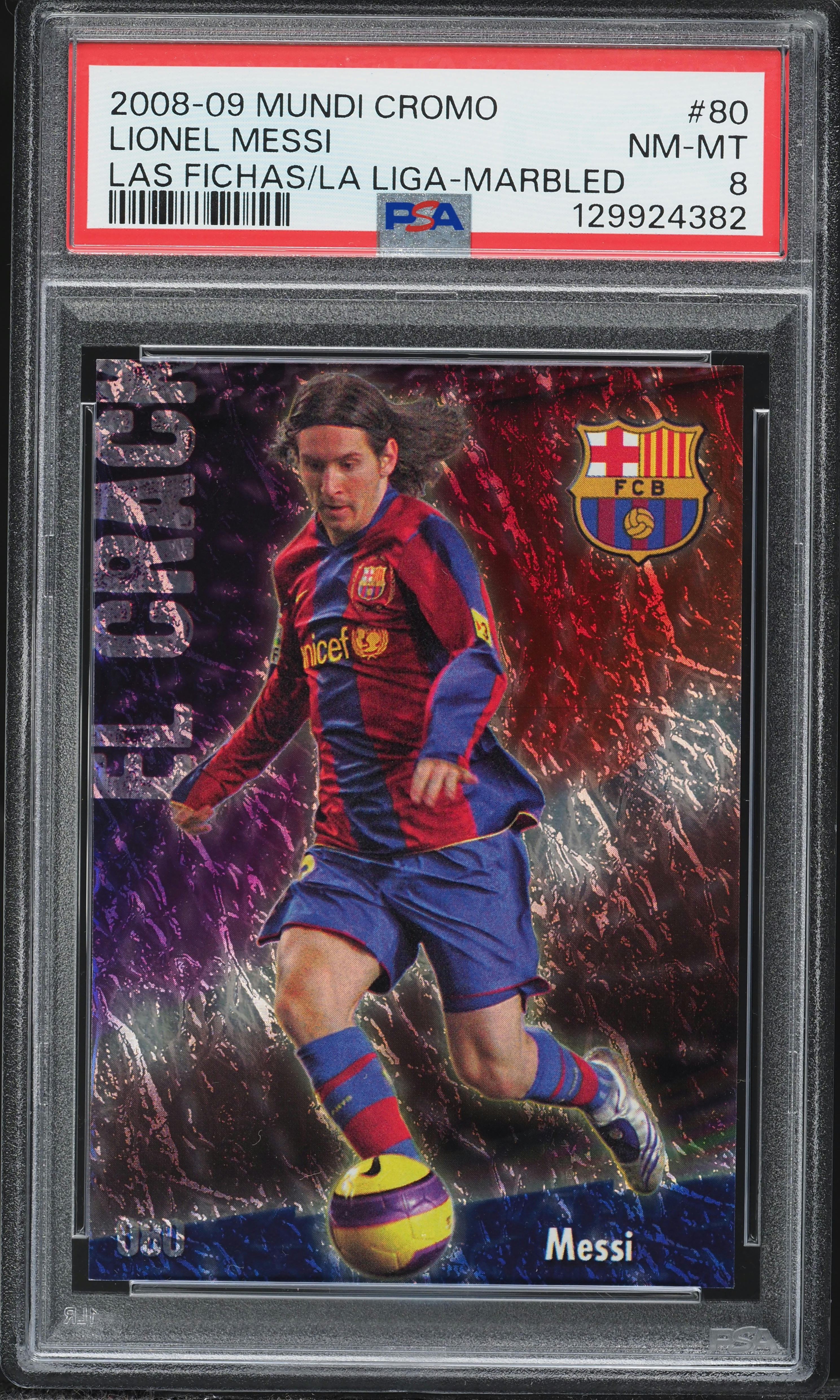 2008 Mundicromo Las Fichas La Liga Marbled Lionel Messi #80 PSA 8