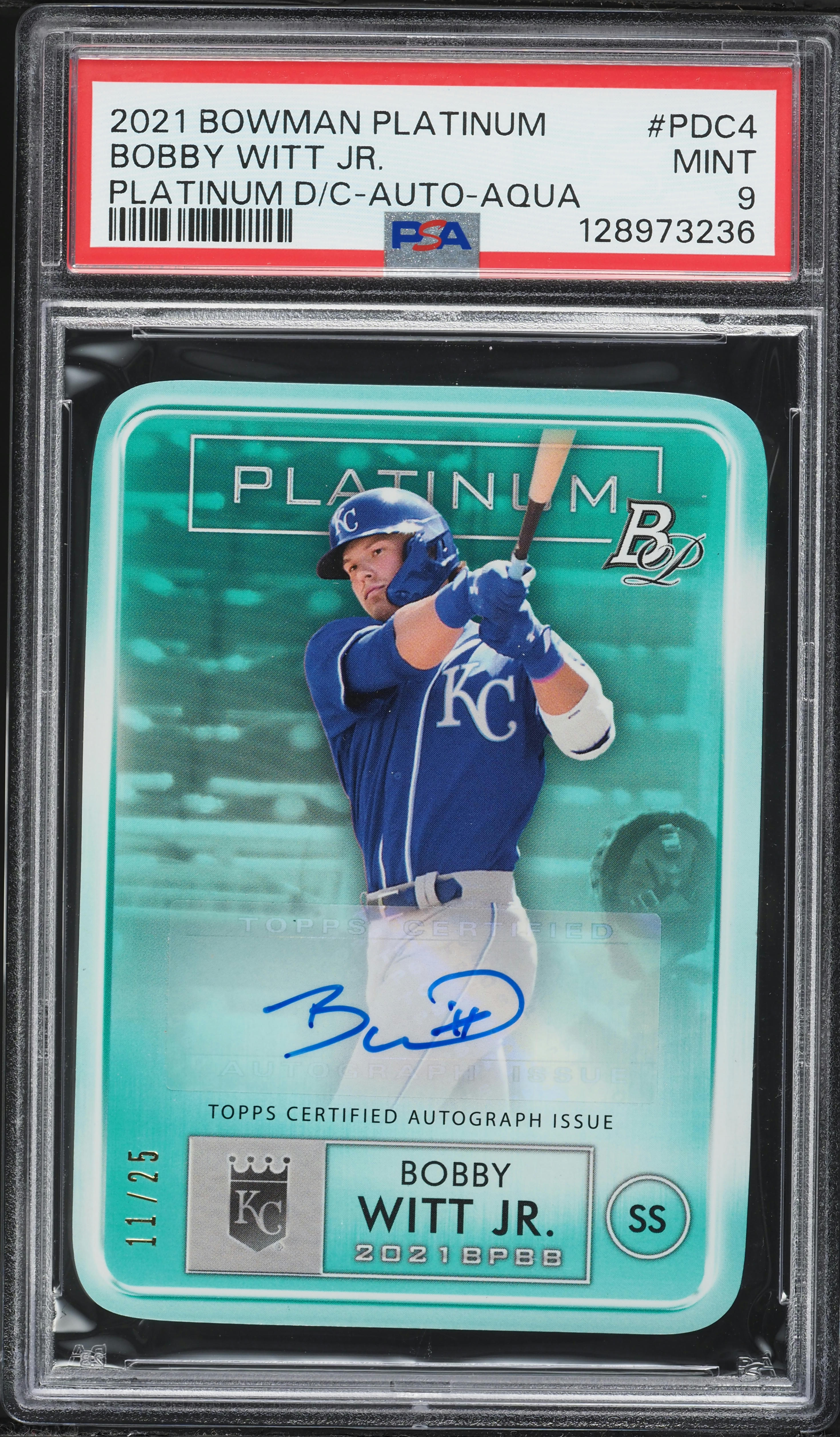 2021 Bowman Platinum Aqua Die-Cut Bobby Witt Jr. PROSPECT AUTO /25