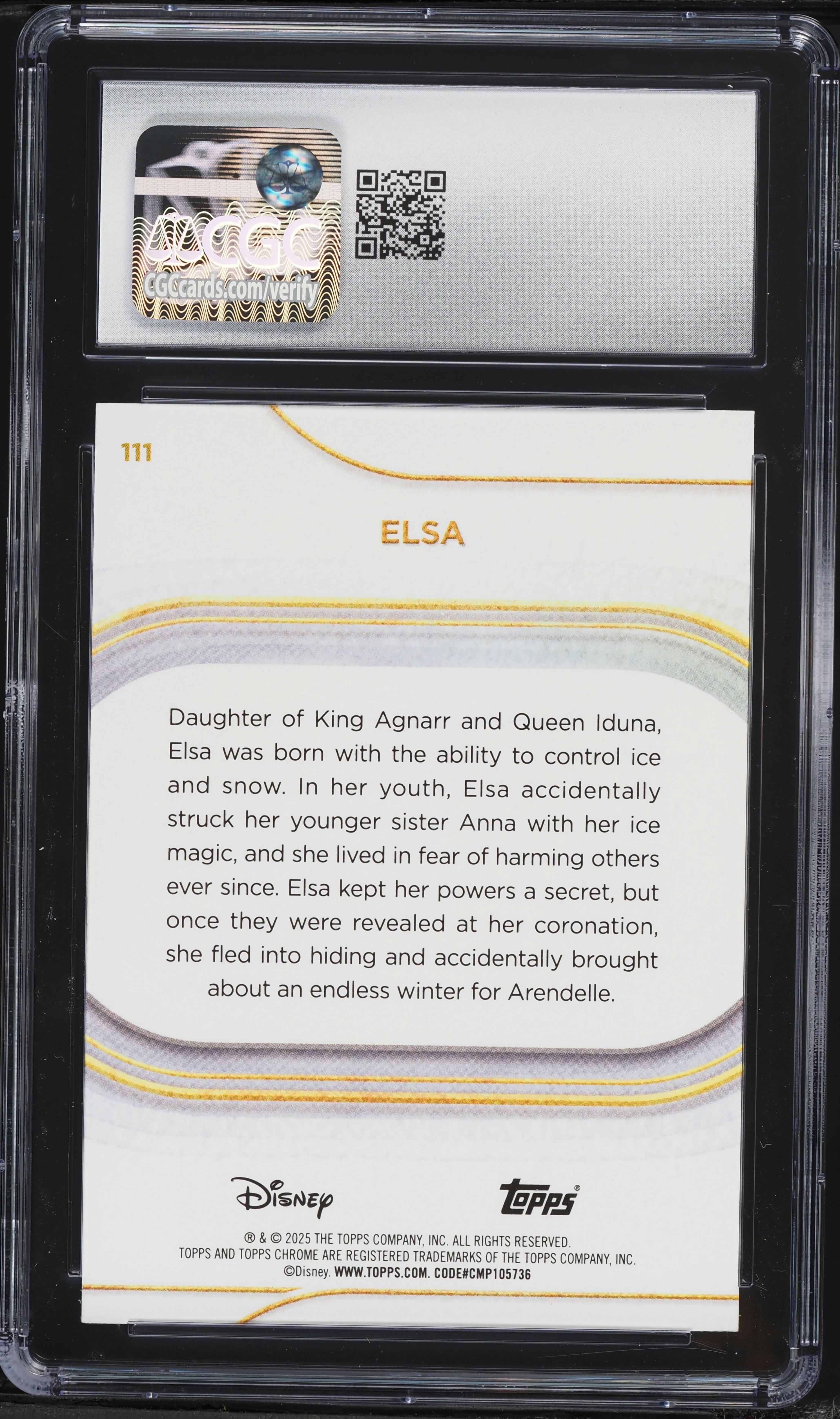 2025 Topps Chrome Disney Elsa #111 CGC 8.5 NM-MT+ on Fanatics Collect