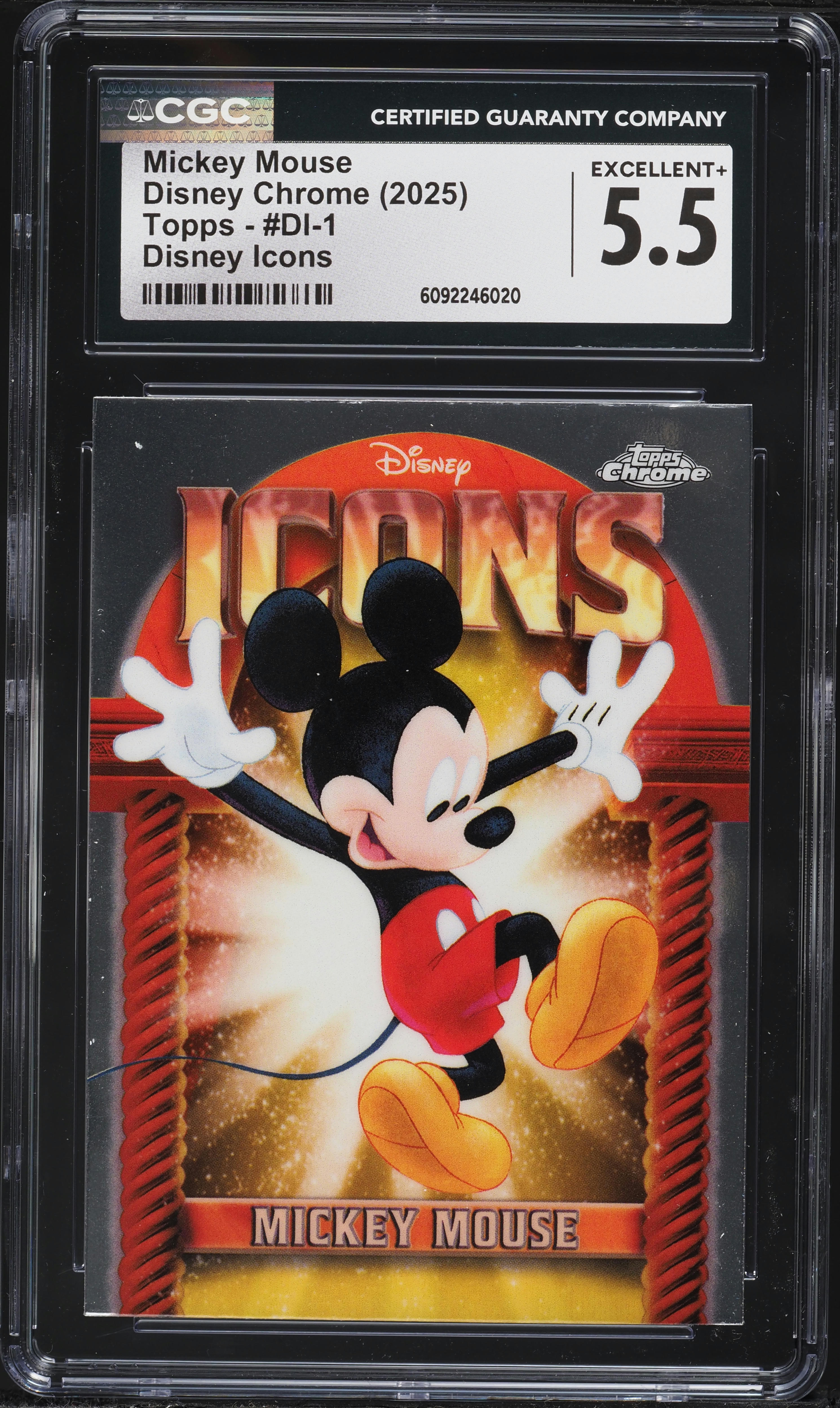 2025 Topps Chrome Disney Icons Mickey Mouse #DI-1 CGC 5.5 EX+ on
