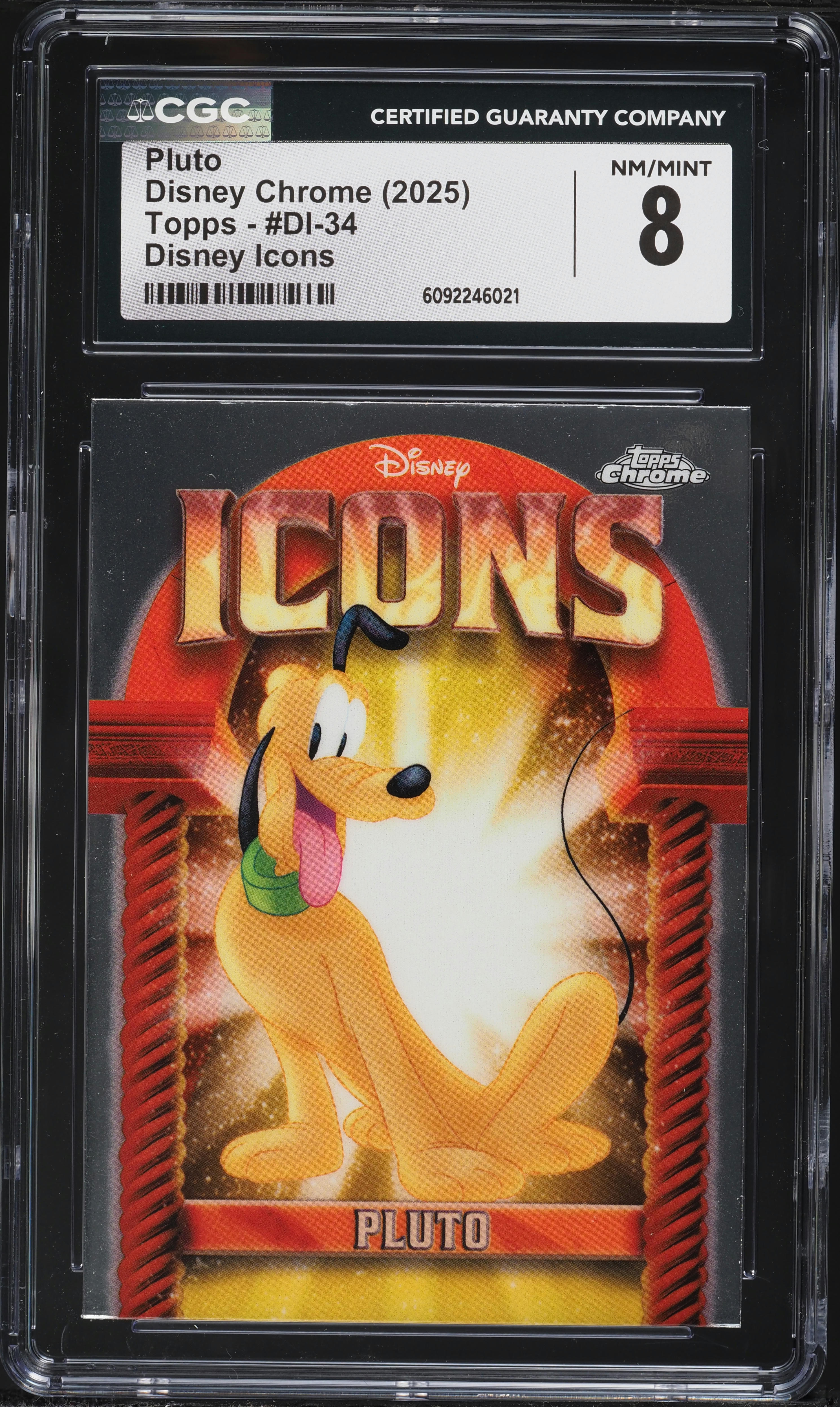 2025 Topps Chrome Disney Icons Pluto #DI-34 CGC 8 NM-MT on