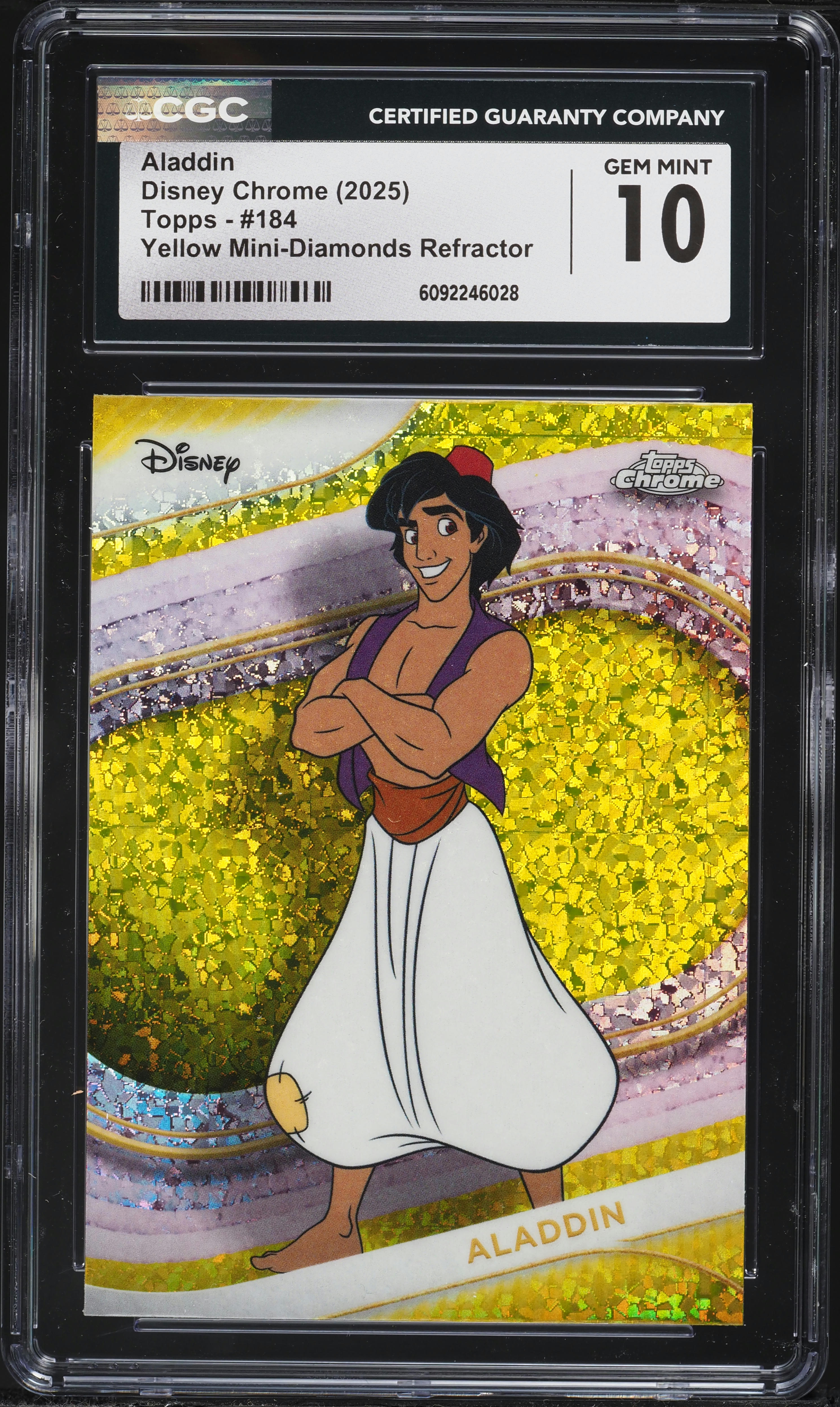 2025 Topps Chrome Disney Yellow Mini-Diamonds Refractor Aladdin