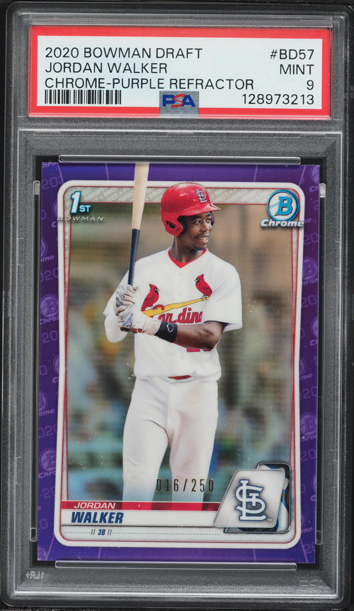 2020 Bowman Chrome Draft Purple Refractor Jordan Walker PROSPECT /250 #BD-57 PSA 9 MINT