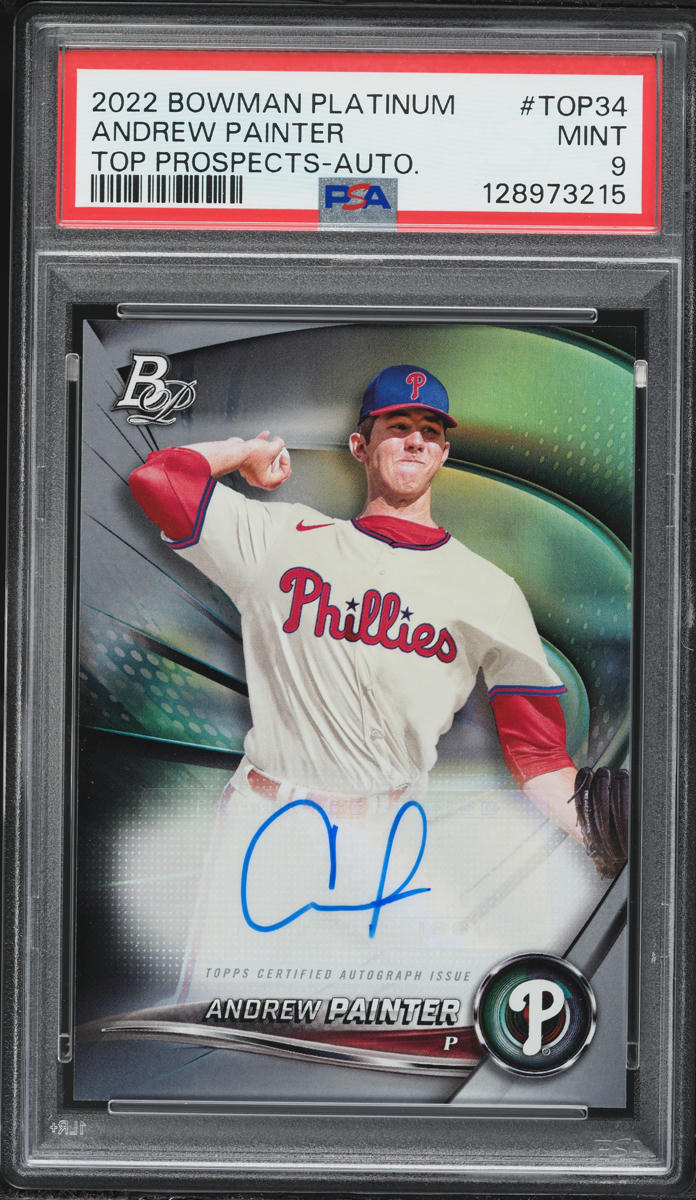 2022 Bowman Platinum Top Prospects Andrew Painter ROOKIE AUTO #TOP-34 PSA 9 MINT