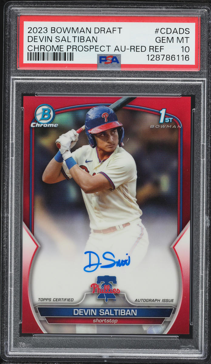2023 Bowman Chrome Draft Red Refractor Devin Saltiban PROSPECT AUTO 1/5 #CDA-DS PSA 10 GEM MINT