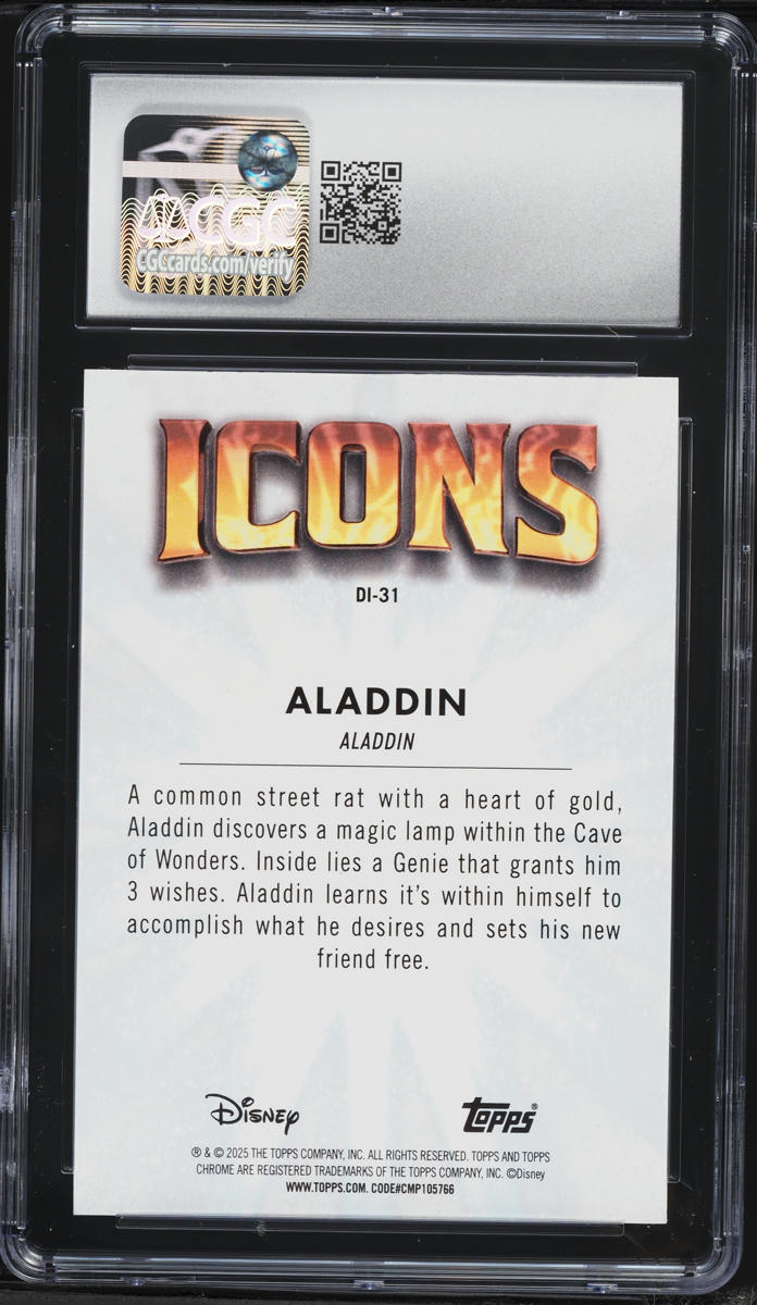 2025 Topps Chrome Disney Icons Aladdin #DI-31 CGC 7.5 NRMT+ on