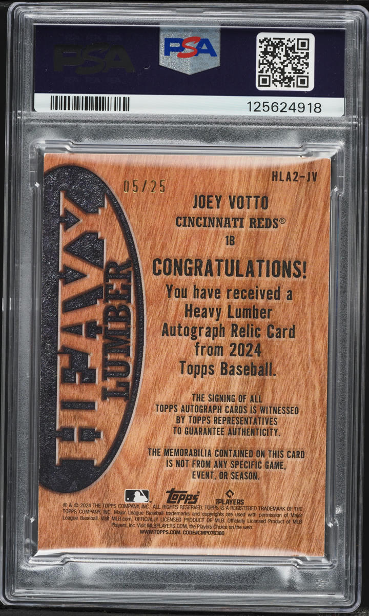 2024 Topps Heavy Lumber Joey Votto PATCH AUTO /25 #JV PSA 5 EX