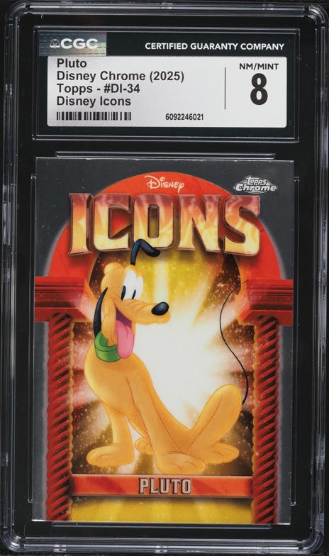 2025 Topps Chrome Disney Icons Pluto #DI-34 CGC 8 NM-MT on