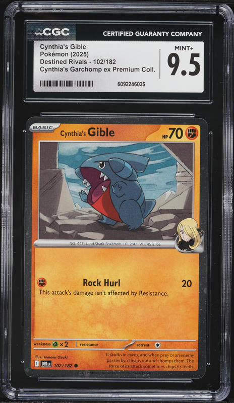 2025 Pokemon SV Destined Rivals Premium Collection Cynthia's Gible #102 CGC 9.5 MINT+