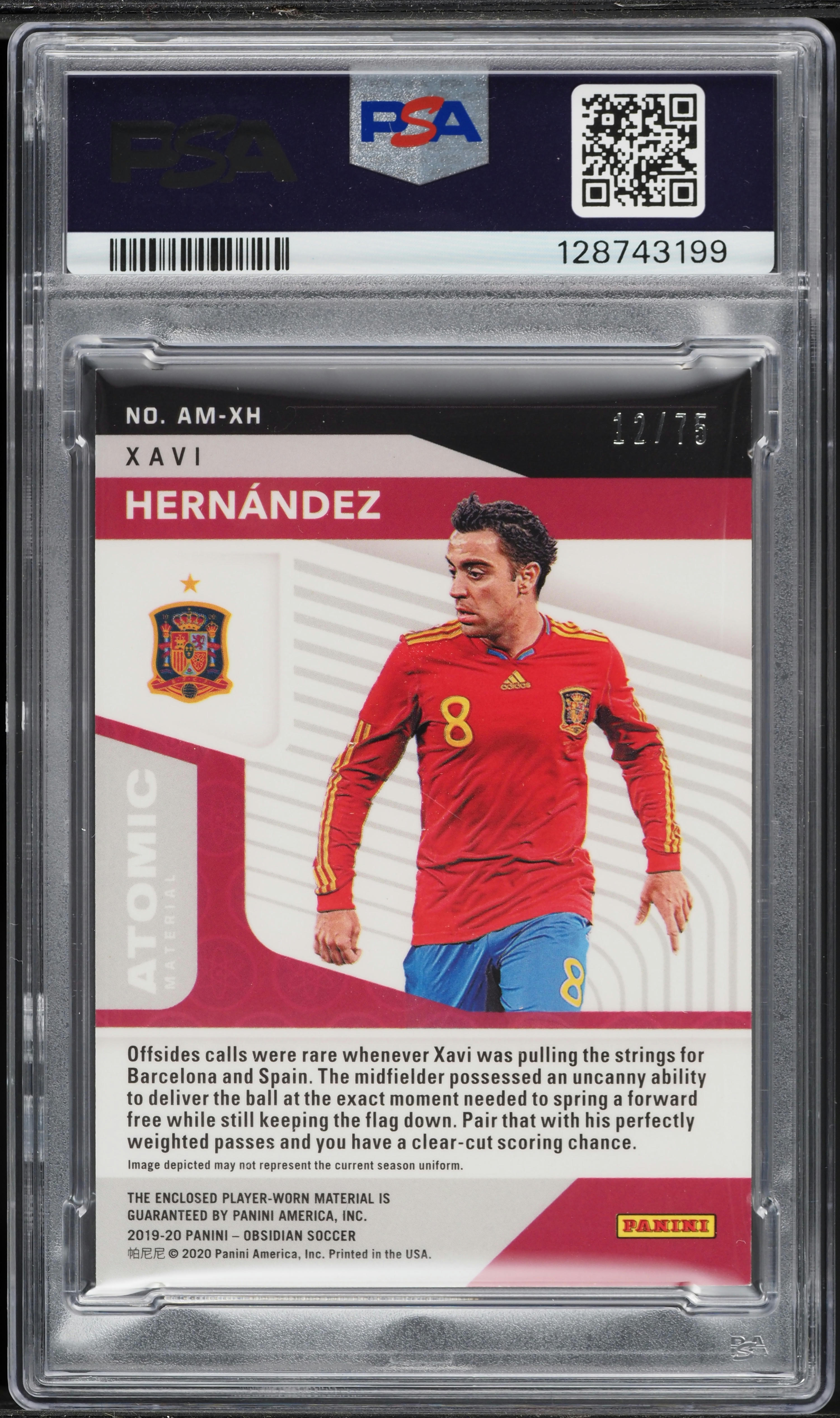 2019 Panini Obsidian Atomic Electric Etch Purple Xavi Hernandez