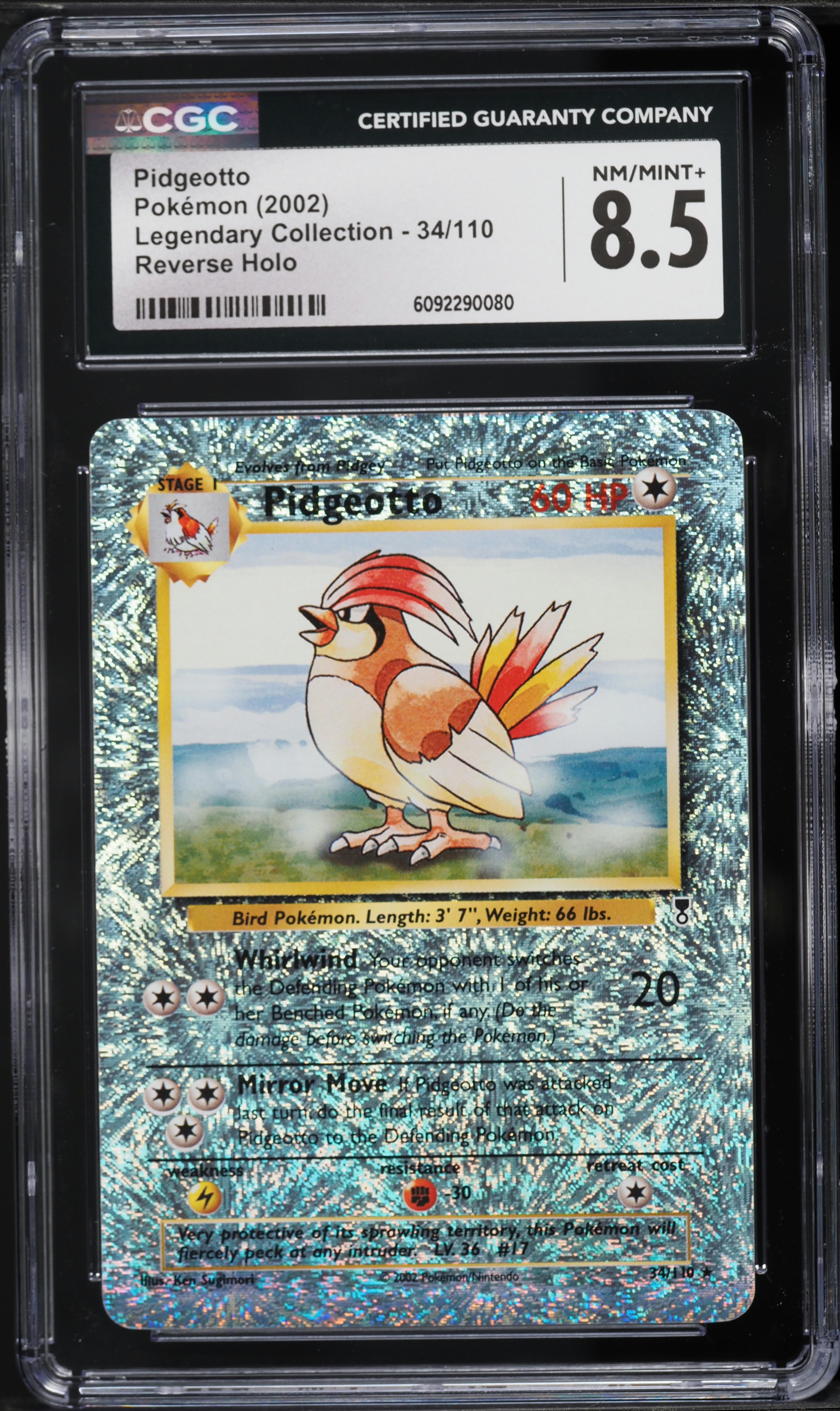 2002 Pokemon Legendary Collection Reverse Holo Pidgeotto #34 CGC