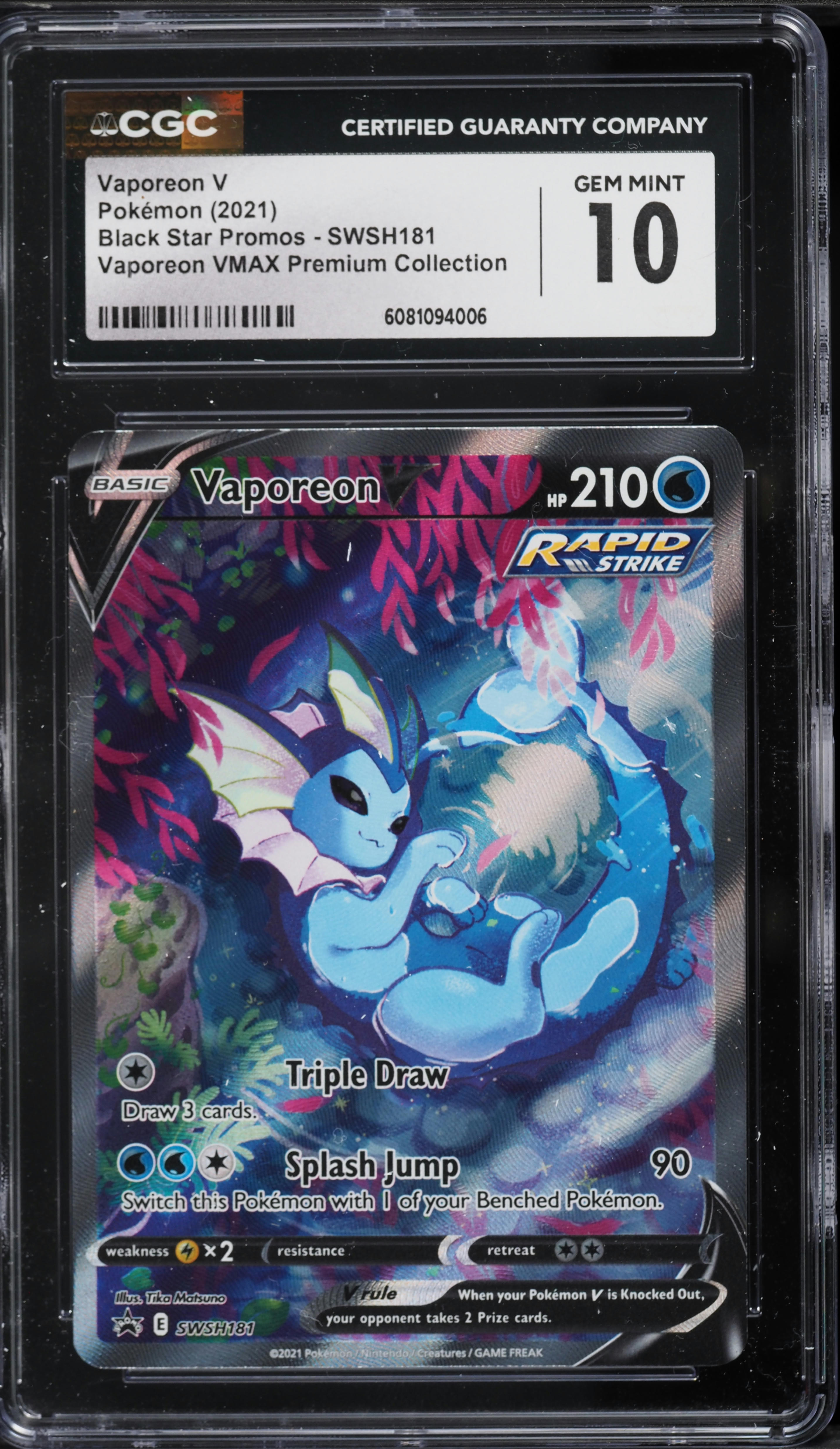 vaporeon vmax pokemon card value Vaporeon VMAX - SWSH182 main image 0