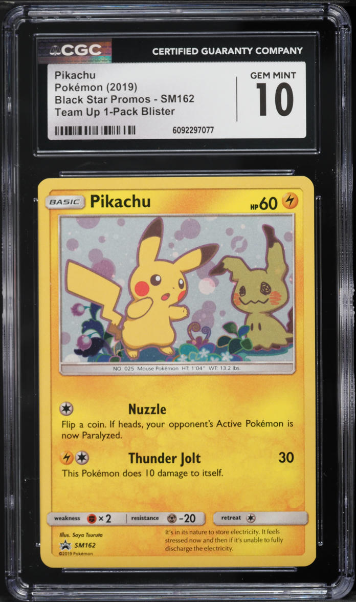 2019 Pokemon Sun & Moon Promo Team Up Single Pack Blister Holo Pikachu #SM162 CGC 10 GEM MINT