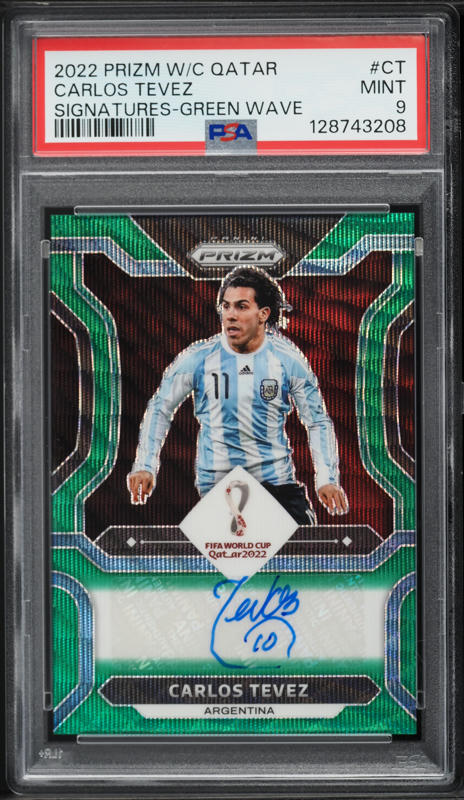 2022 Panini Prizm World Cup Qatar Green Wave Carlos Tevez AUTO #S